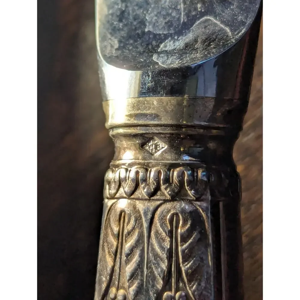 Antique Ercuis France Empire .800 Silver Dinner Knife Pair Knives 10